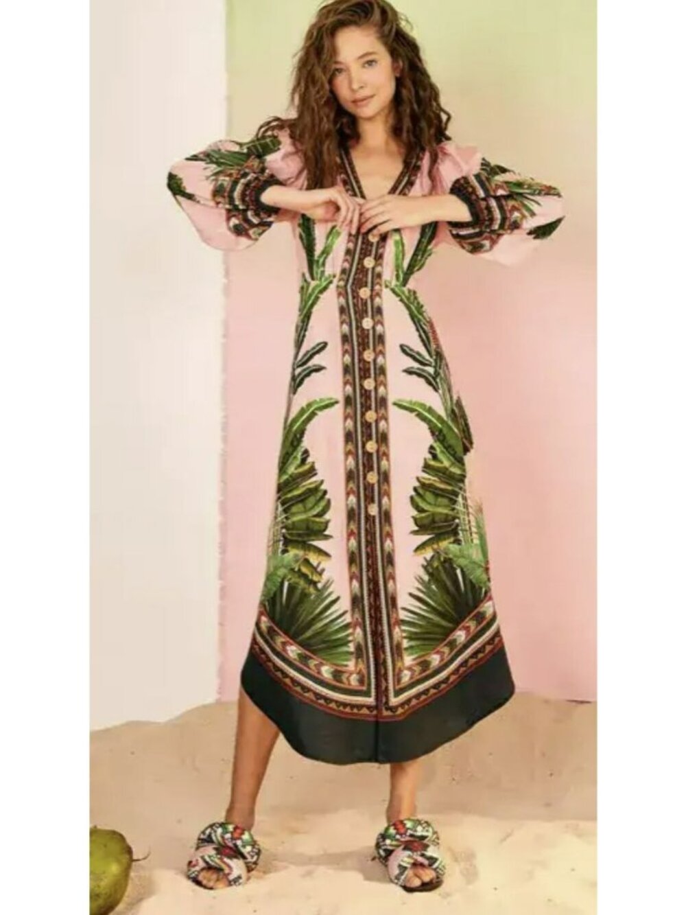 Farm Rio Amazonia Maxi Floral Tropical Dress Medium New
